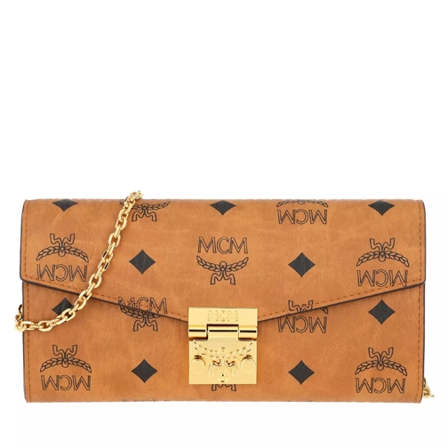 MCM Tracy Vi Wallet on Chain Large Cognac Wallet On A Chain