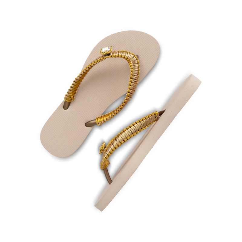 UZURII Flip Flops flip flop Taupe Macrame Switch sand(Image 4)