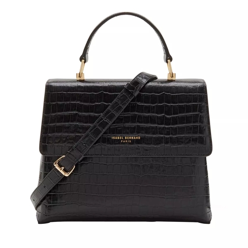 Isabel Bernard Femme Forte Gisel Croco Black Calfskin Leather Handbag Satchel
