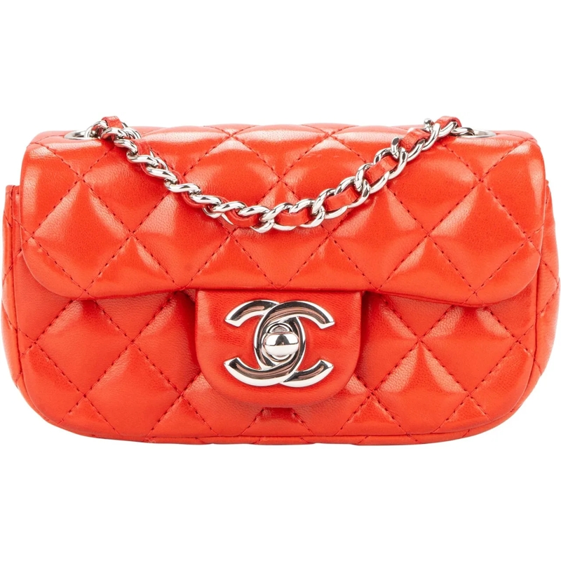 Chanel Sac à bandoulière Chanel Quilted Lambskin Palladium Micro Single Fla mehrfarbig