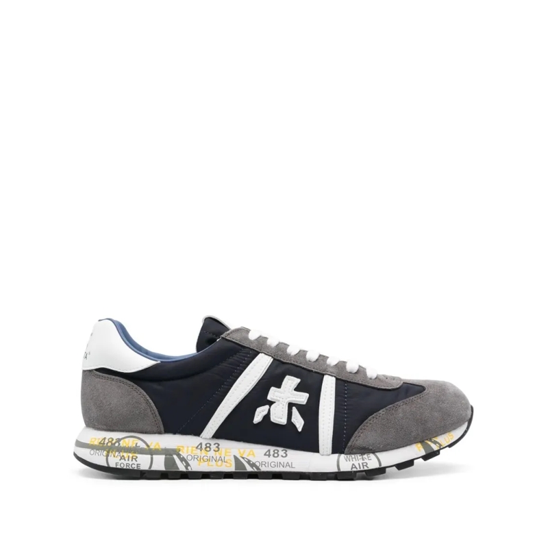 Premiata Lage-top sneaker Midnight Blue Multi-Panel Suede Sneakers Black