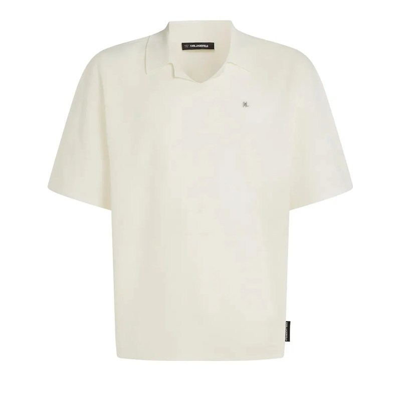 Karl Lagerfeld T-Shirt Kastenförmiges Strick-Poloshirt Poloshirt creme