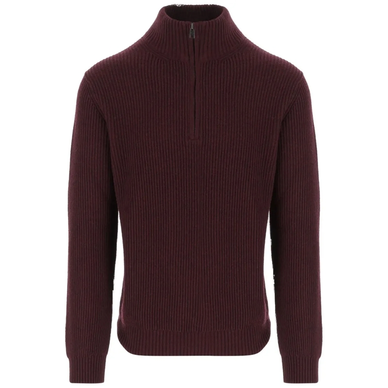 Woolrich Pull Bordeaux Wool Blend Sweater With Front Zipper And  Burgundy