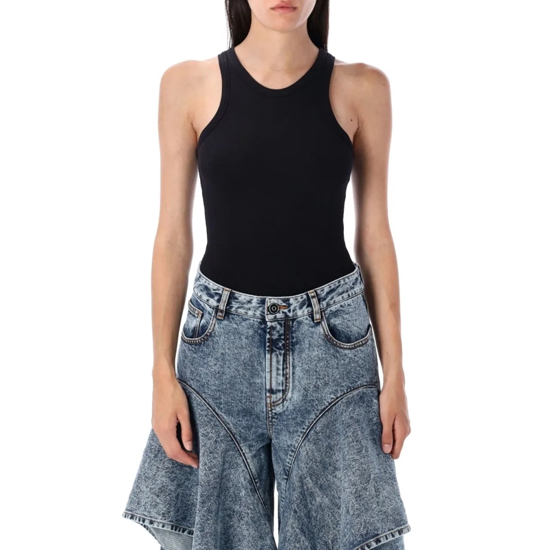 Alaia  Sculpting-Rib Jersey Bodysuit Black