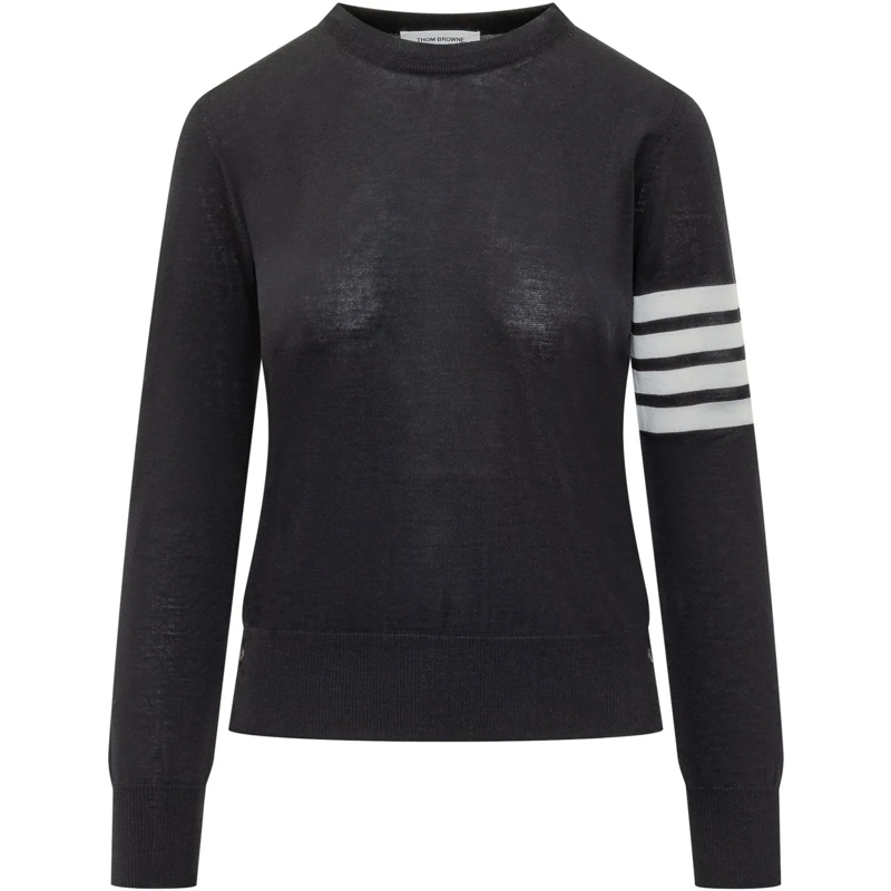 Thom Browne  Pullover Relaxed Fit Con Quattro Bande schwarz
