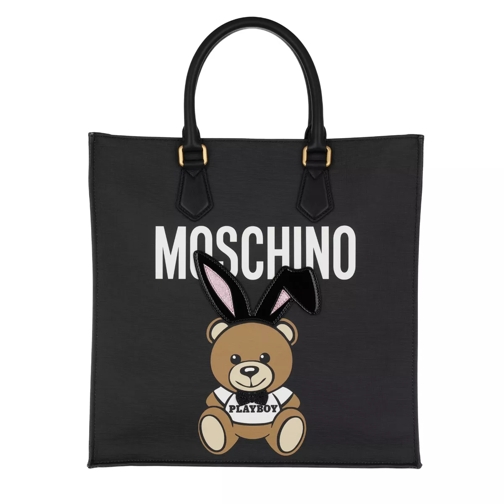 Moschino Playboy Bear Shoulder Bag Black Rymlig shoppingväska
