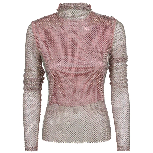 Max Mara Pullover Technical Mesh Dress With All-Over Rhinestones Pink