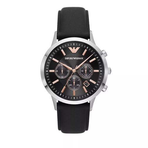 Emporio Armani Chronograph Leather Watch Black Chronographe