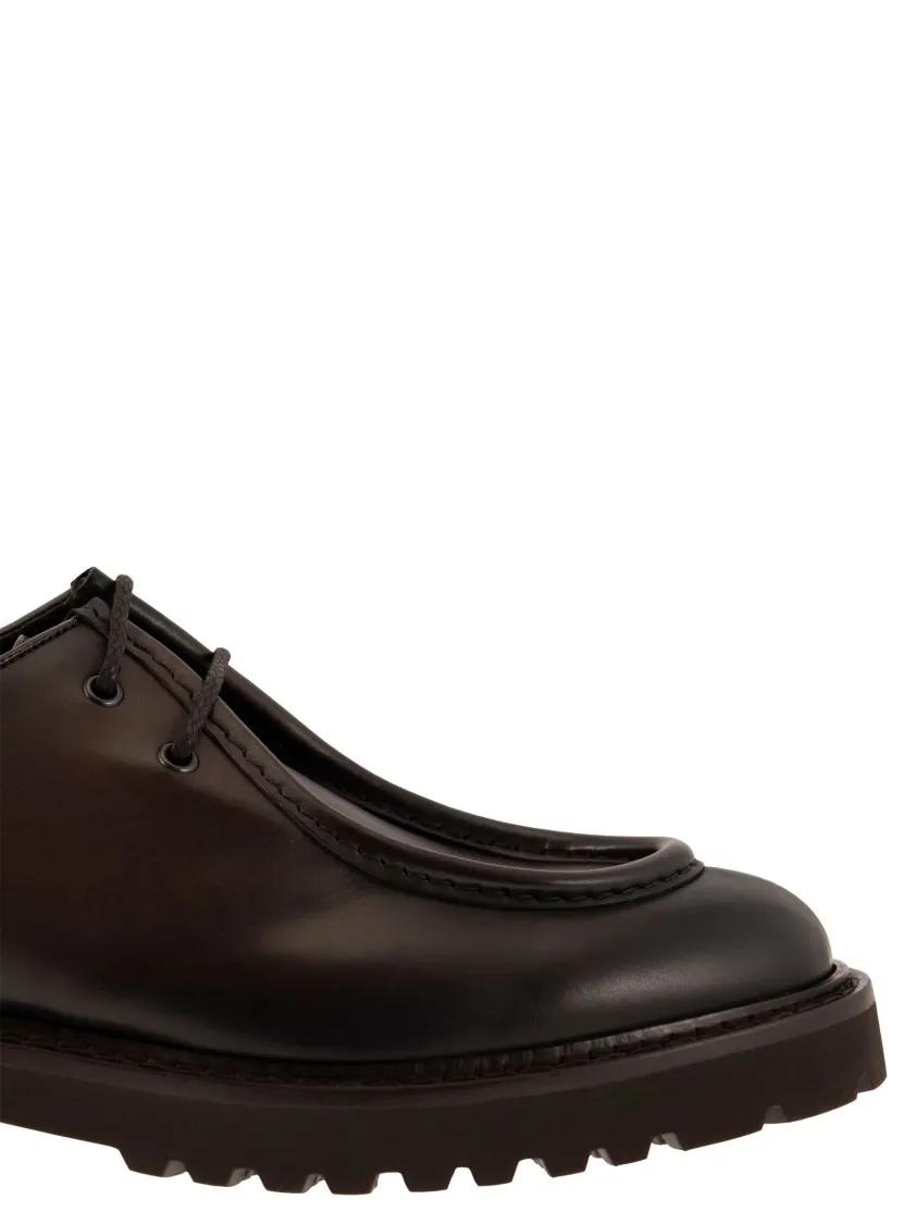 Thumbnail - Brown Leather Lace-Up Shoe With Embossed Tray Stit - Gr. 42 (EU) - in Braun