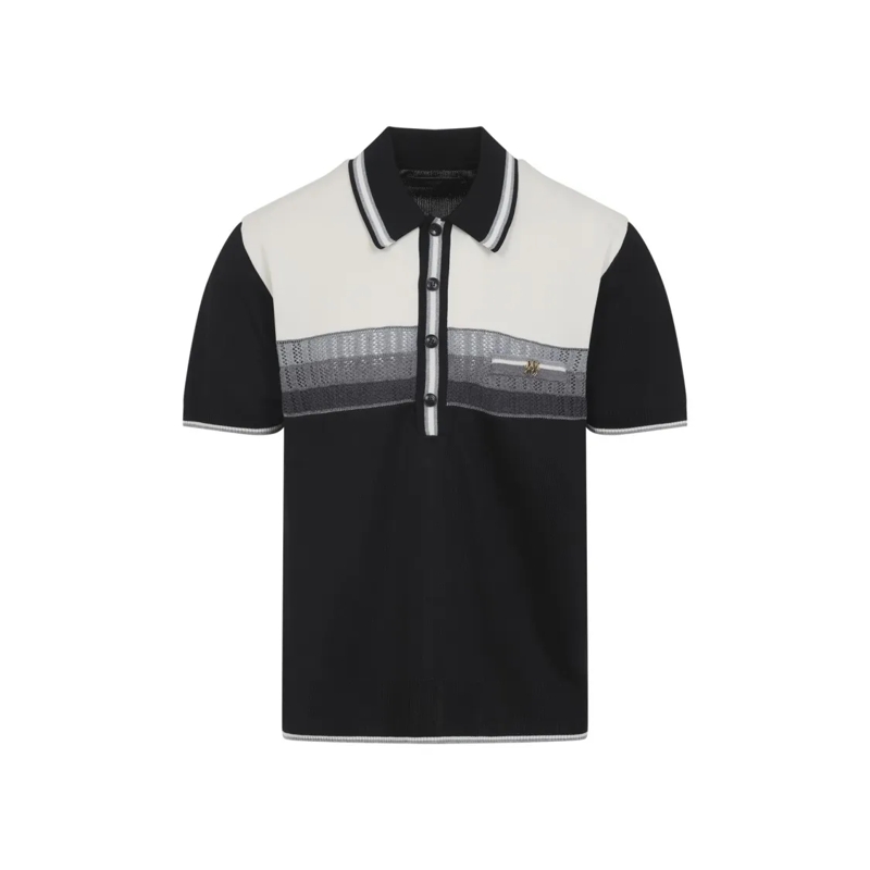 Amiri Polo Color-Blocked Short-Sleeve Polo T-Shirt With Ribbe Black