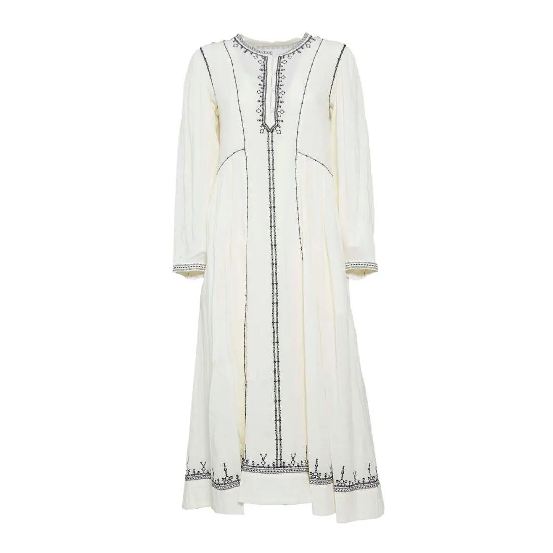 Thumbnail - Etoile Isabel Marant - Pippa Long Dress In Ecru Cotton With Embroidery - Größe 34 - weiß