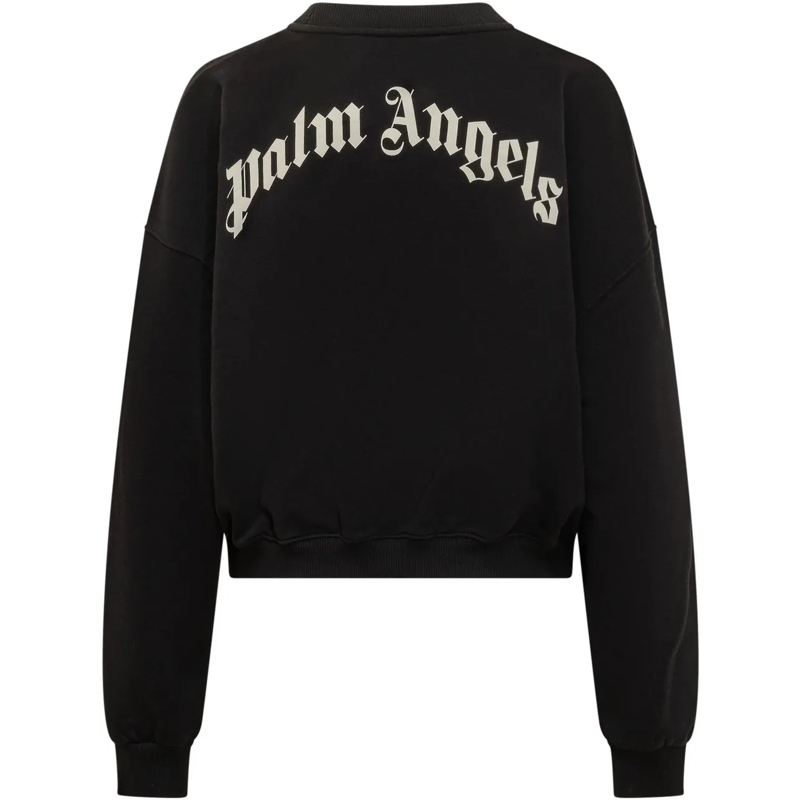 Palm Angels  Felpa Logo Loose Crop Crew schwarz(Image 2)