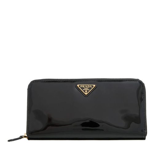 Prada Ritsportemonnee Logo Plaque Zipped Wallet Nero