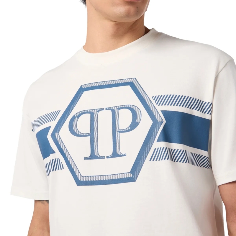 Philipp Plein T-Shirt Round Neck T-Shirt Hexagon Line weiss(Image 2)