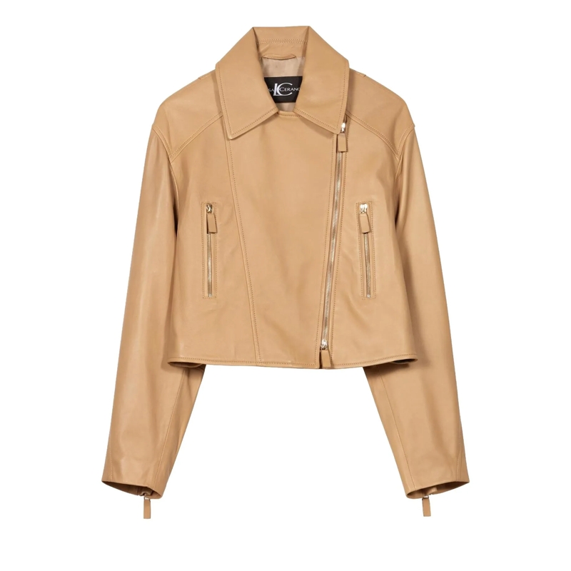 Luisa Cerano Übergangsjacke Lammnappa-Lederjacke golden caramel