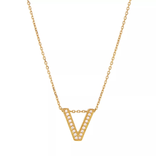 BELORO Necklace Letter V Zirconia  Gold-Plated Collier moyen