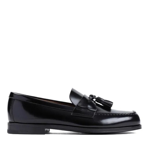 Prada Black Brushed Calf Leather Loafers Black Mocassin