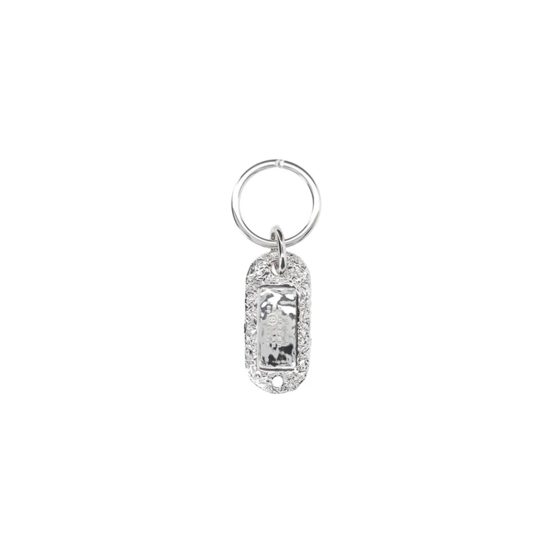 MM6 Maison Margiela  Textured Silver-Plated Brass Keychain With Numeric Silver