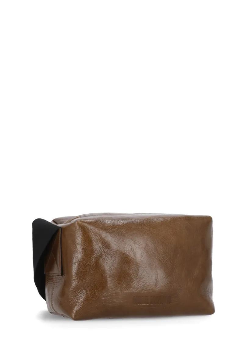 Uma Wang Shoppers Leather Shoulder Bag in bruin
