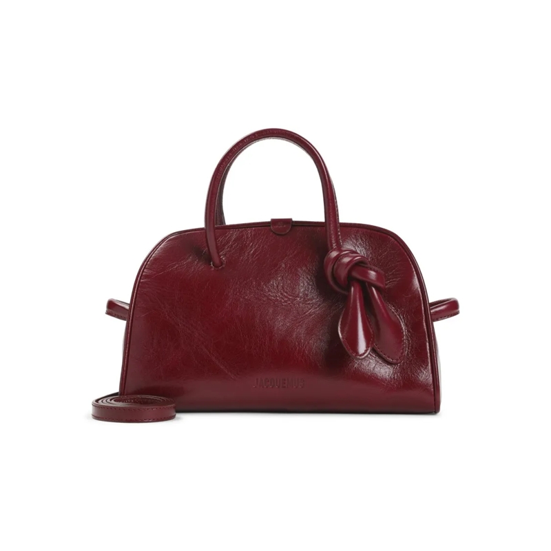 Jacquemus Schoudertas Vibrant Red Leather Handbag With Structured Silhou Black