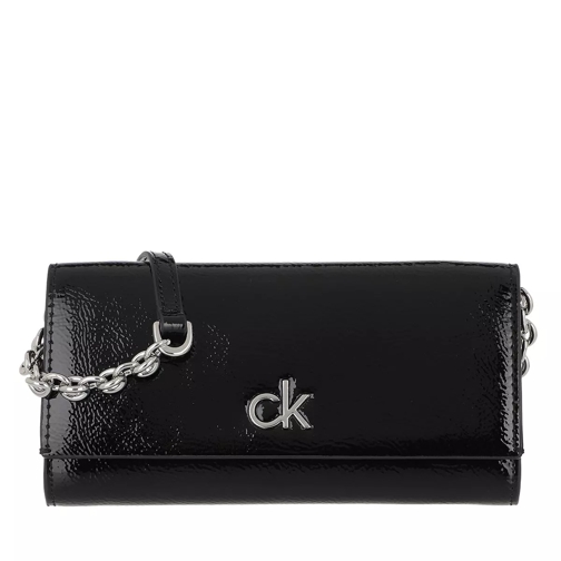 Calvin Klein Trifold Wallet On String Patent Black Portefeuille continental