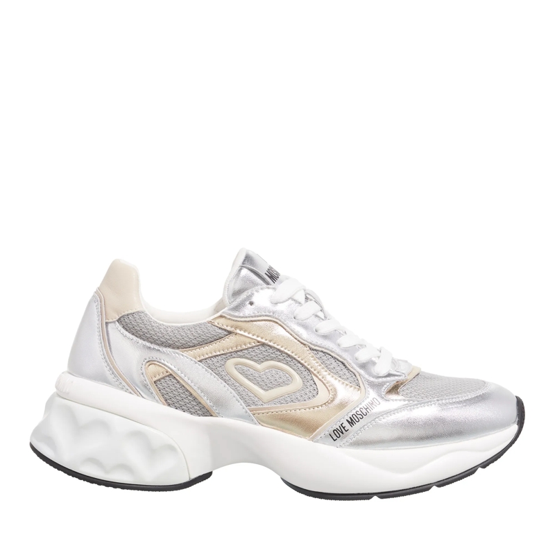 Love Moschino Low-Top-Sneaker Sneakers Donna Argento+Argento+Platino+Beige(Image 5)