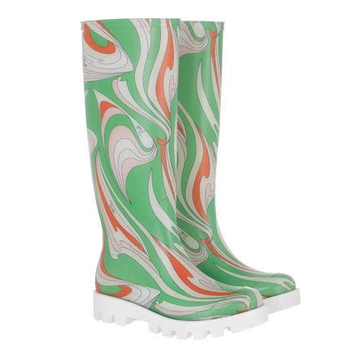 Emilio Pucci Vortici Baby Boots Verde/Arancio Stivali da pioggia