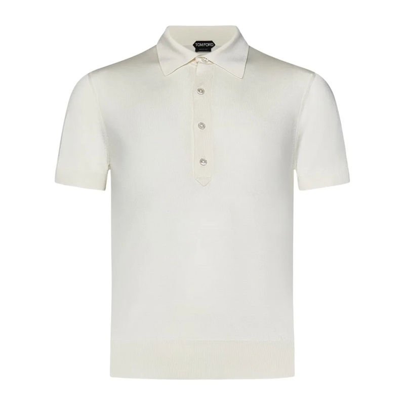 Tom Ford Polo Short-Sleeved Polo Shirt In Silk-Viscose Blend Neutrals