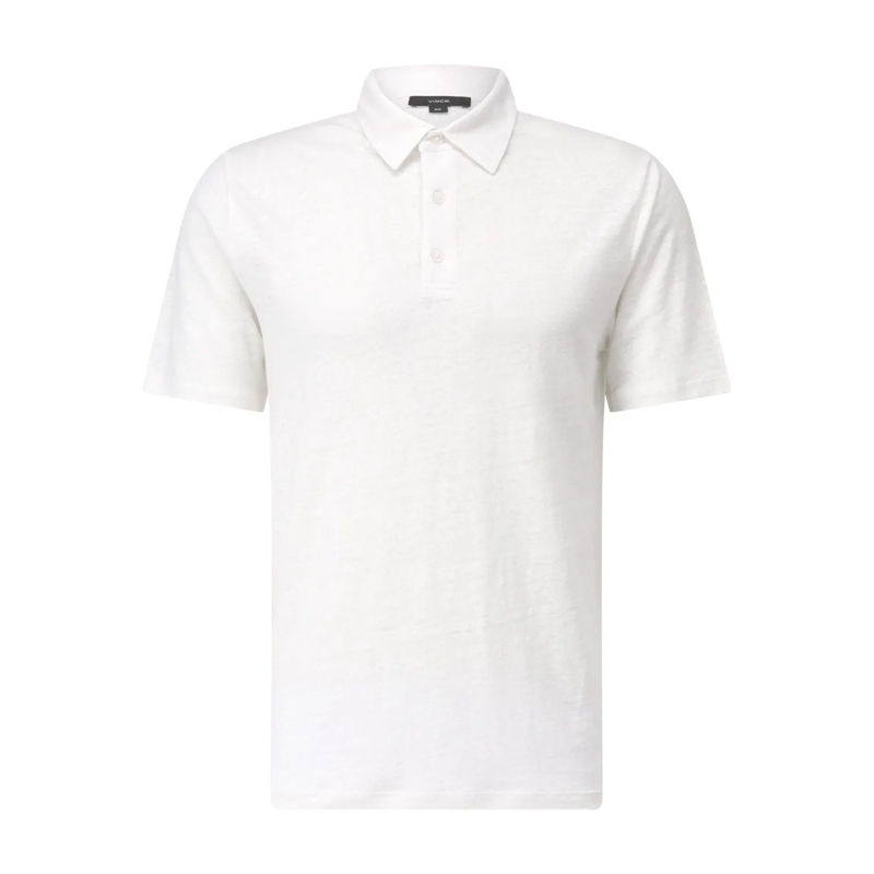 Vince Polohemd Polo-Shirt aus Leinen Weiß