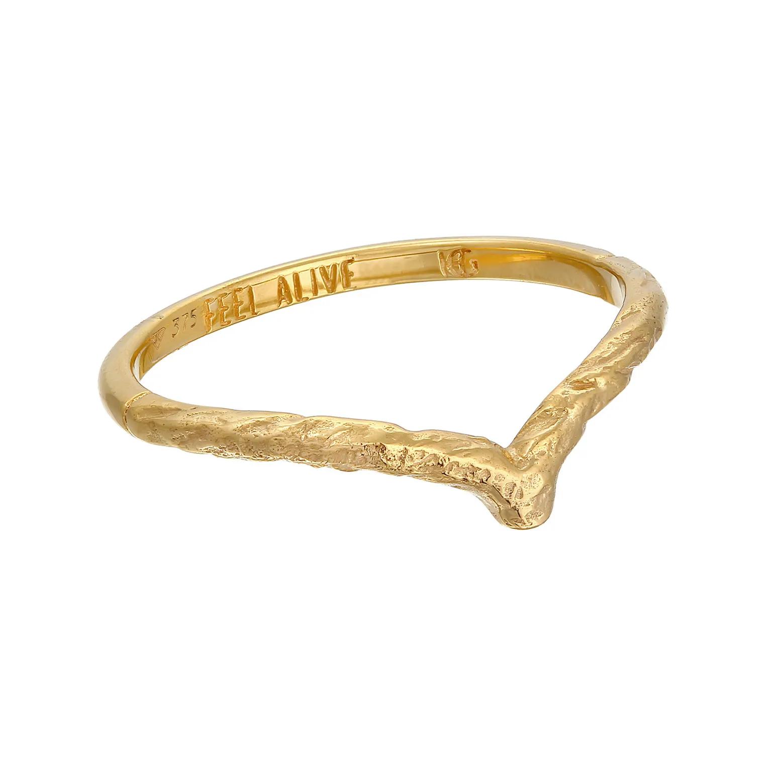 Thumbnail - Haze & Glory Ring - Ring V-Form Vintage - Feel Alive 375 Gelbgold - Gr. 56 MM - in Gold - für Damen