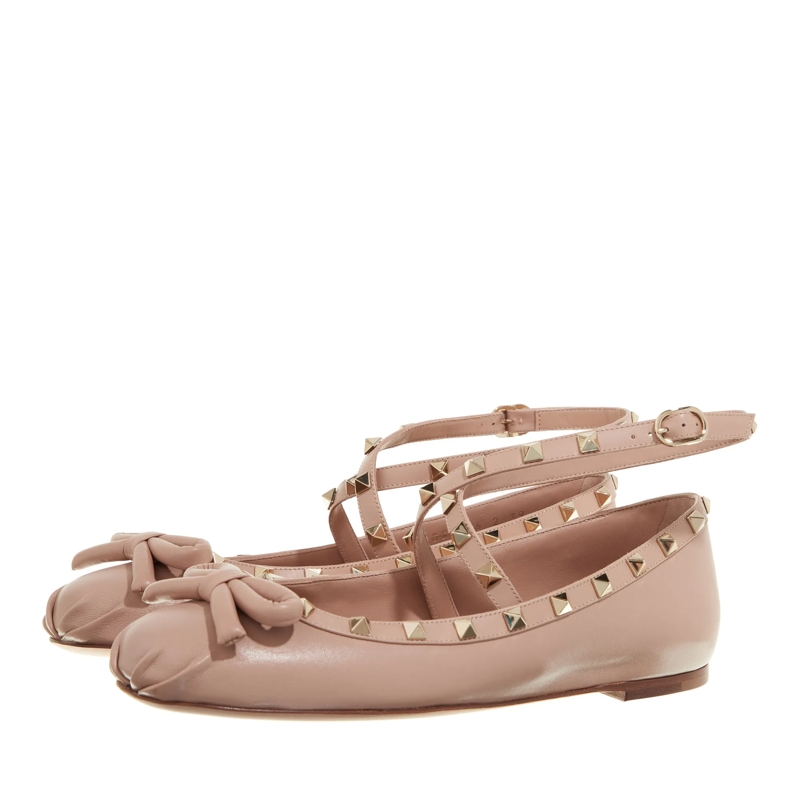 Valentino Garavani Balletschoenen Ballerina Rockstud Rose Cannelle