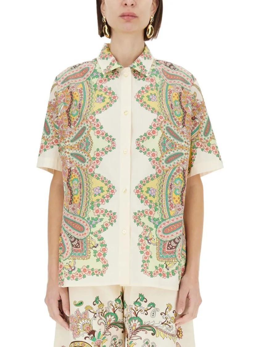 Thumbnail - Etro - Paisley Pattern Shirt With Floral Accents - Größe 40 - bunt