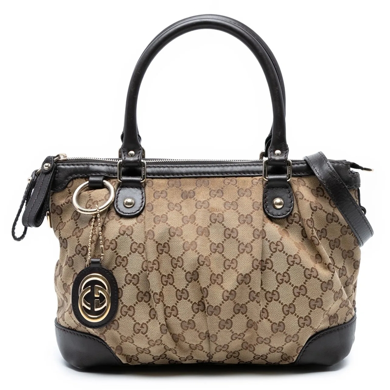 Gucci Schultertasche GG Canvas Sukey Satchel braun