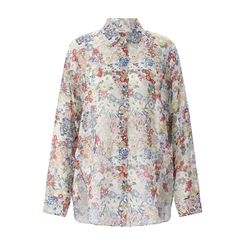 Khaite Blouse Bluse Goya mit Blumenprint Creme