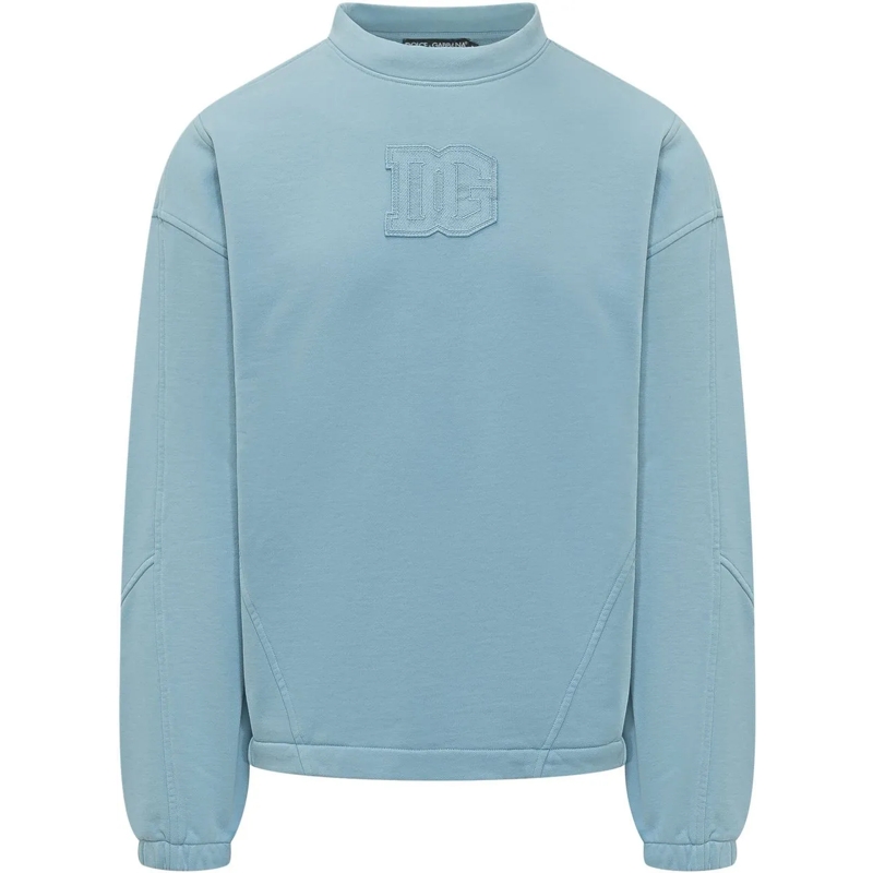 Dolce&Gabbana  Felpa Girocollo con Logo Ricamato hellblau