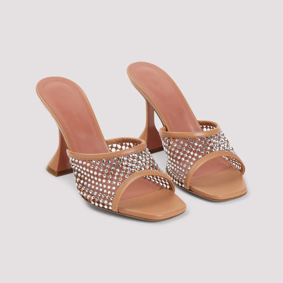 Thumbnail - Amina Muaddi Sandalen - Lupita Crystal Net 95 Sandals - Gr. 36,5 (EU) - in Braun - für Damen