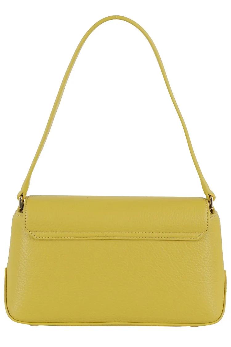 Elisabetta Franchi Hobo bags Textured Finish Shoulder Bag With Logo-Embellished in geel