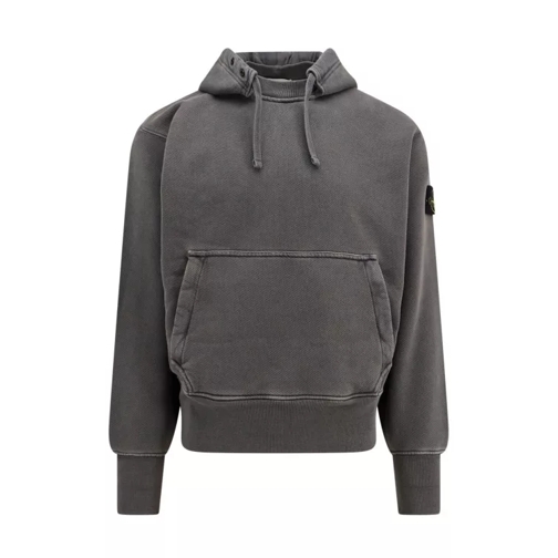 Stone Island Cotton Sweatshirt With Embroidered Logo Patch Grey 