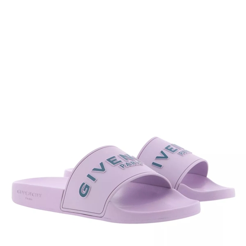 Givenchy Slide Flat Sandals Lavender Rubber Slip-in skor