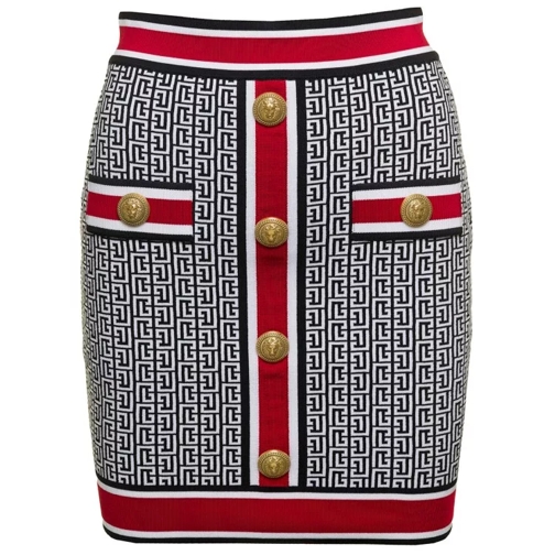 Balmain Multicolour Knitted Mini Skirt With 'Monogram' Det Multicolor 