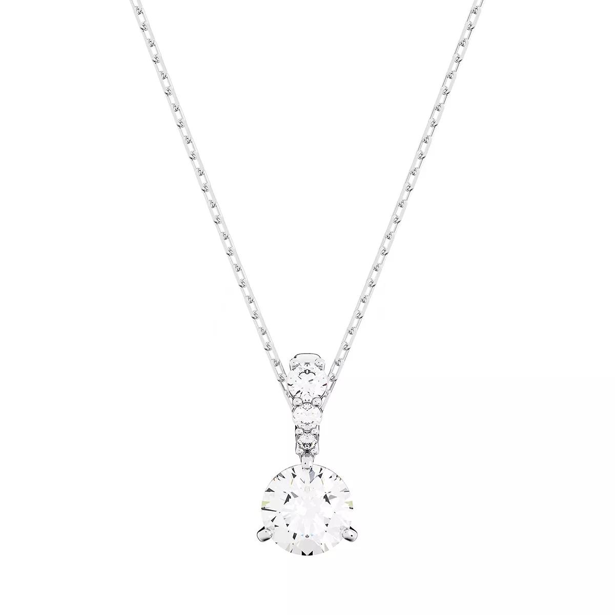 Swarovski Halskette - Solitaire Necklace Round cut Rhodium plated - Gr. unisize - in Weiß - für Damen