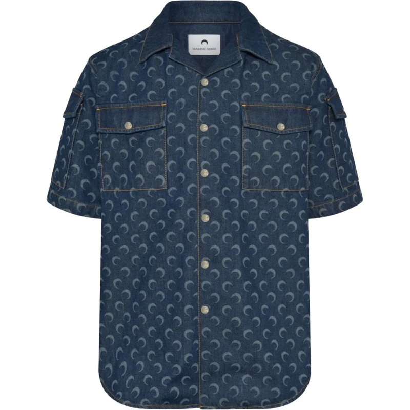 Marine Serre Haut décontracté Shirts Navy blau