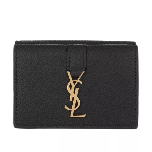 Saint Laurent YSL Line Origami Wallet Leather Black Tri-Fold Portemonnee