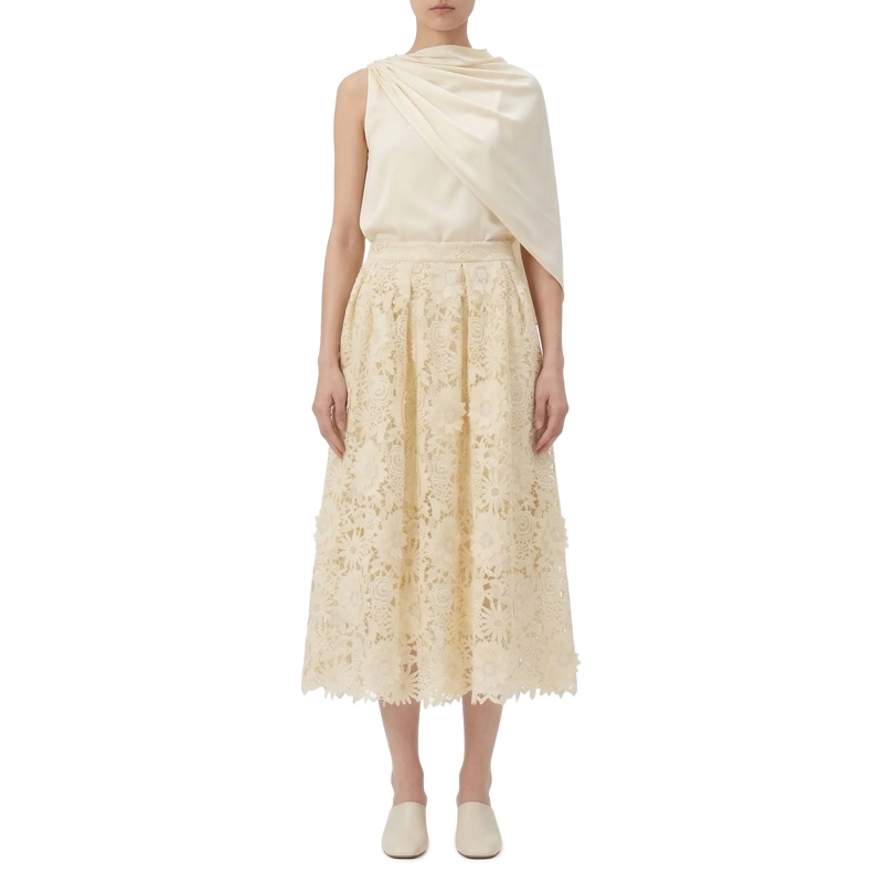 Rotate Minirock Midirock mit floralen Applikationen gelb(Image 2)