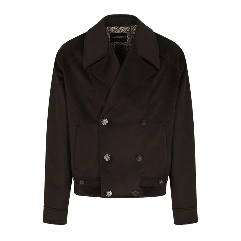 Emporio Armani Blazer Double-Breasted Blouson With Sable Finish Brown