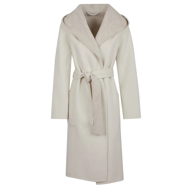 P.A.R.O.S.H. Cape Reversible Knee-Length Wool Coat With Hood White