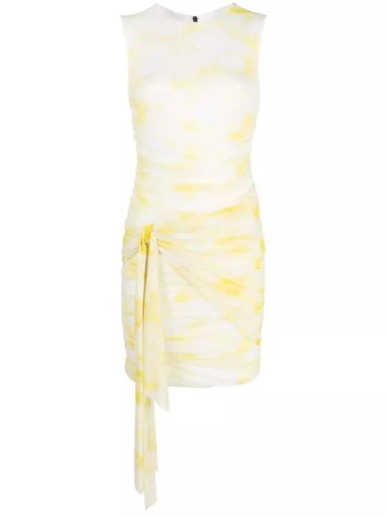 Thumbnail - MSGM - Sleeveless Rushed Mini Dress - Größe 42 - beige