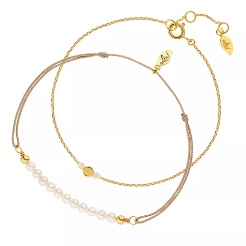 Leaf Set Bracelets Pearls Yellowgold 