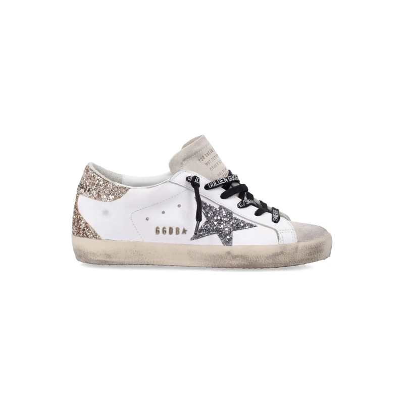 Golden Goose Low-Top-Sneaker Distressed White Leather Glitter Sneakers With Vin Pink