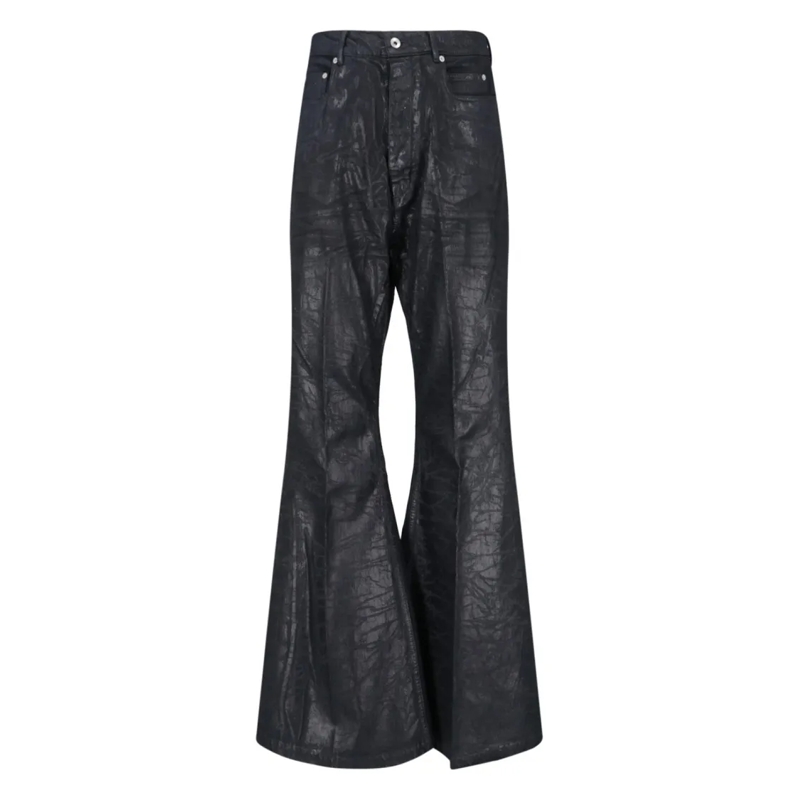 Rick Owens Jeans Bootcut Jeans With Metallic Finish And Flared Silh Black